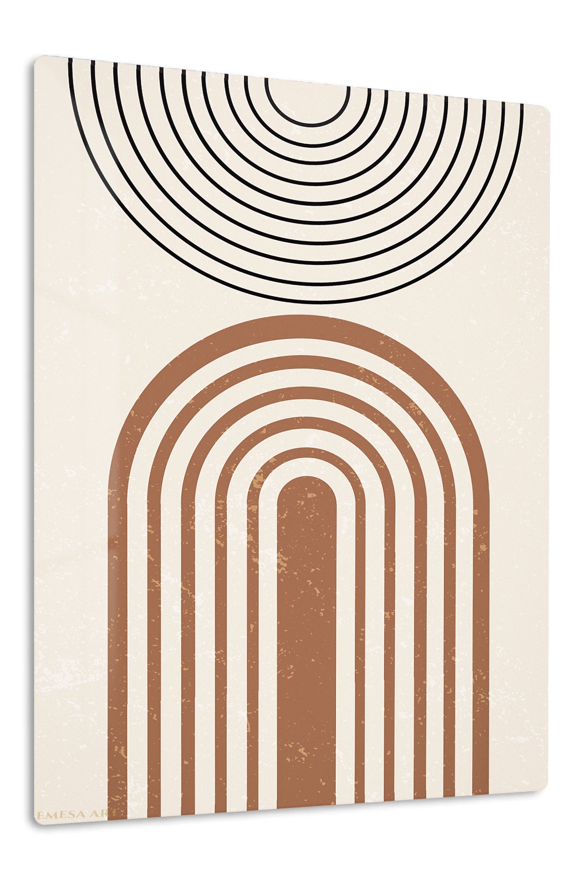 Earthy Arch and Circle premium metal wall art – front view