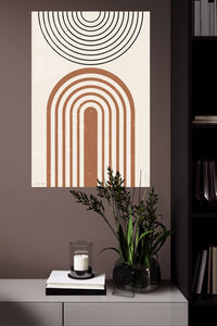 Earthy Arch and Circle metal wall art displayed in a modern interior
