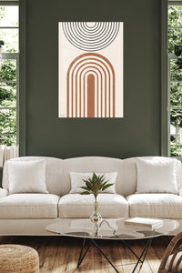 Earthy Arch and Circle metal wall art displayed in a contemporary living space