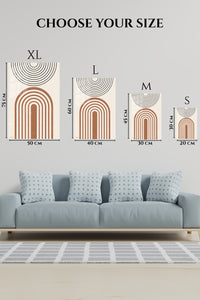 EMESA metal wall art size comparison guide for Earthy Arch and Circle