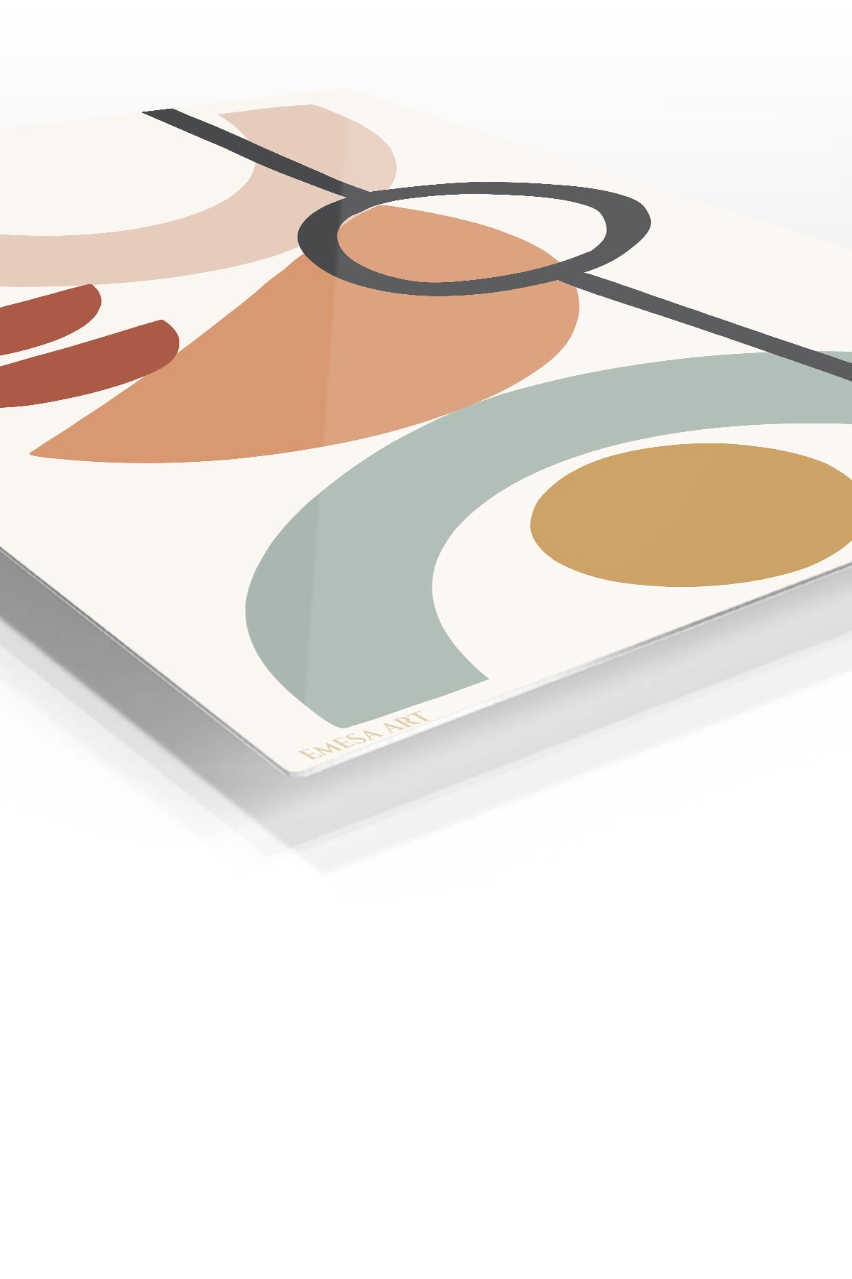 Earthy Geometric Balance premium metal wall art – angled view