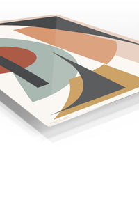 Earthy Geometric Balance premium metal wall art – angled view