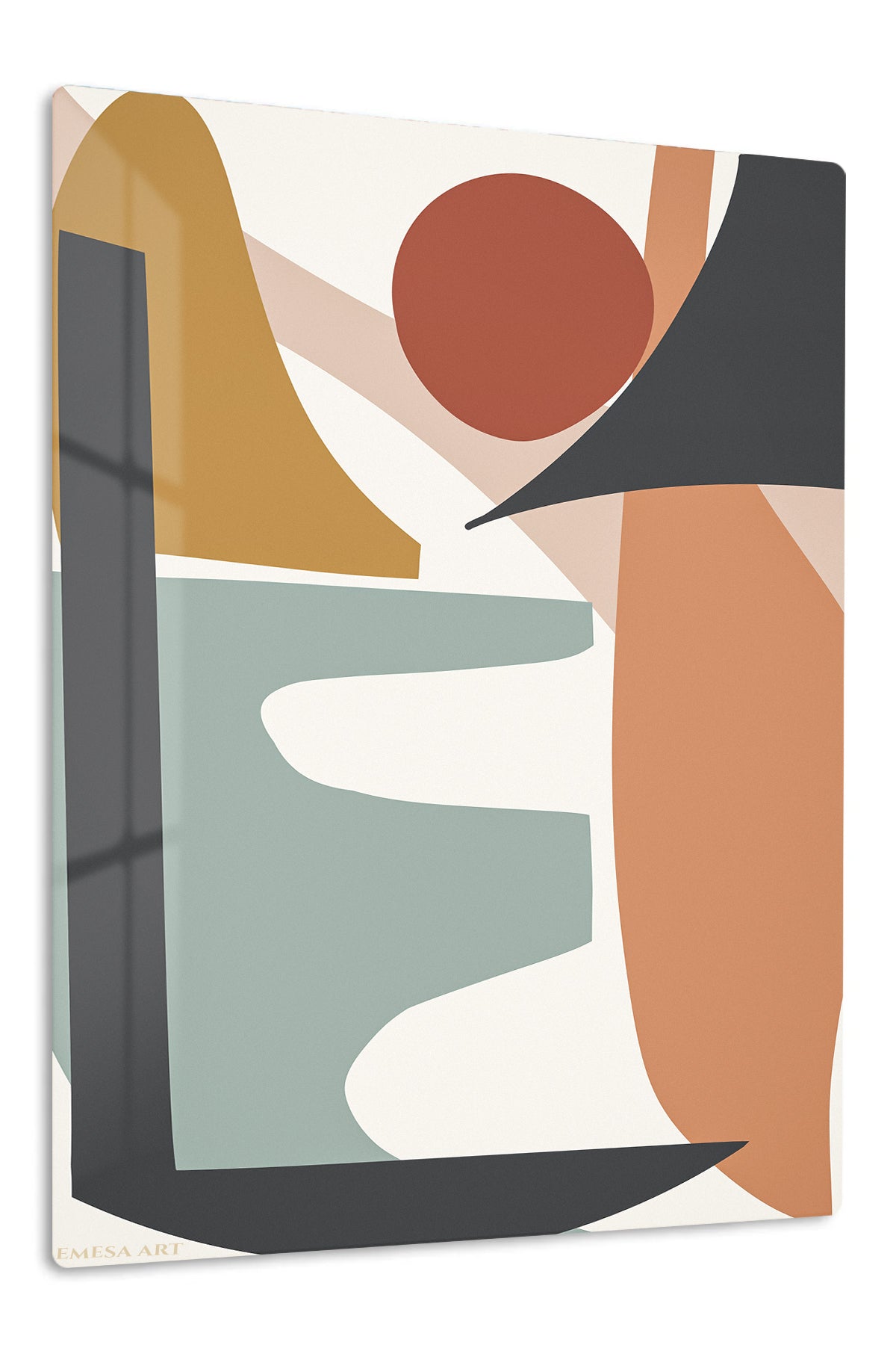 Earthy Geometric Balance premium metal wall art – front view