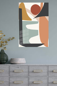 Earthy Geometric Balance metal wall art displayed in a modern interior
