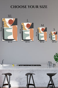 EMESA metal wall art size comparison guide for Earthy Geometric Balance