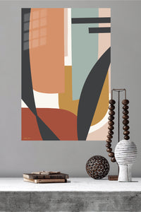 Earth Tone Abstract Arches metal wall art displayed in a modern interior