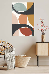 Earthtone Arc Composition metal wall art displayed in a contemporary living space