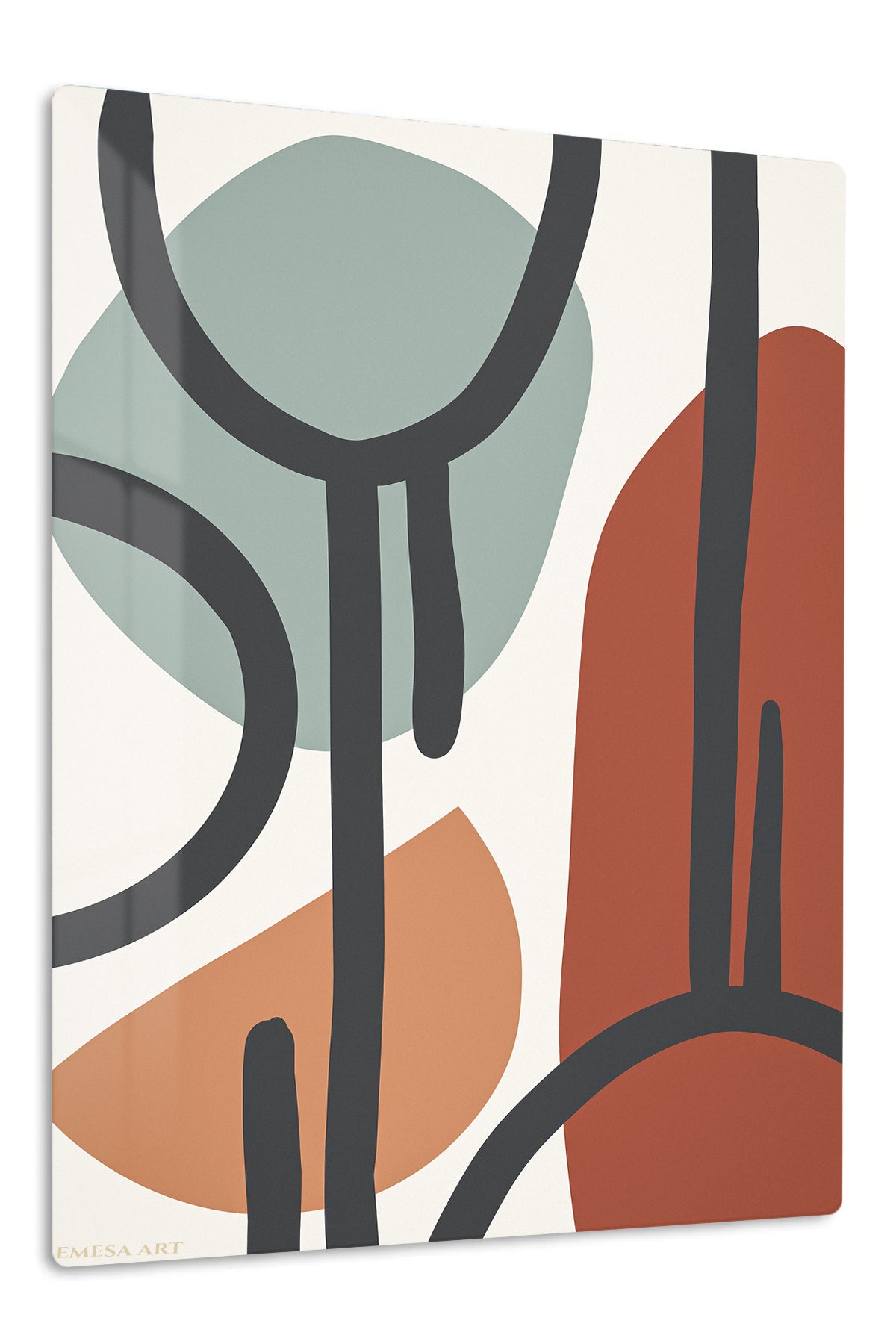 Earth Tone Linework premium metal wall art – front view