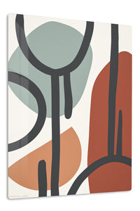 Earth Tone Linework premium metal wall art – front view