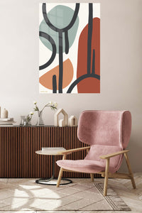 Earth Tone Linework metal wall art displayed in a contemporary living space