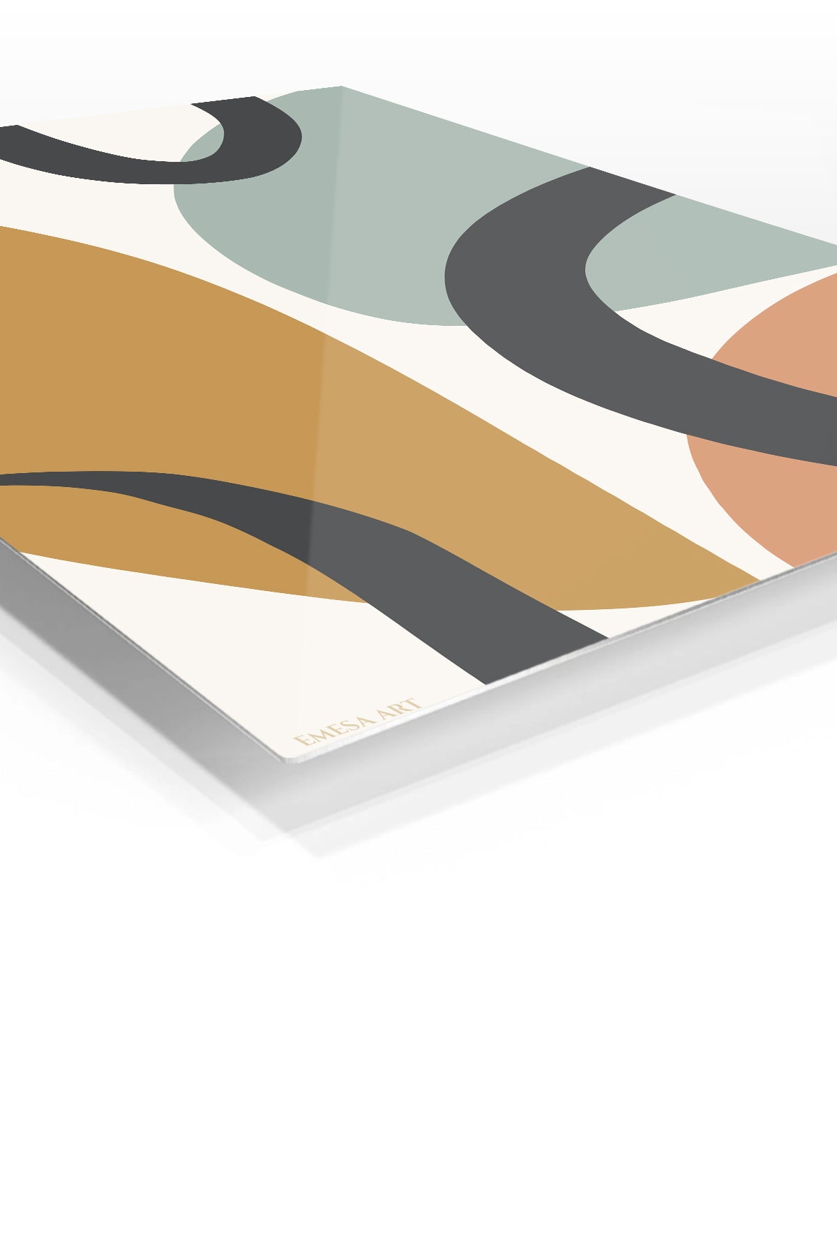 Earthtone Ribbon Arches premium metal wall art – angled view