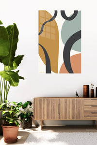 Earthtone Ribbon Arches metal wall art displayed in a contemporary living space