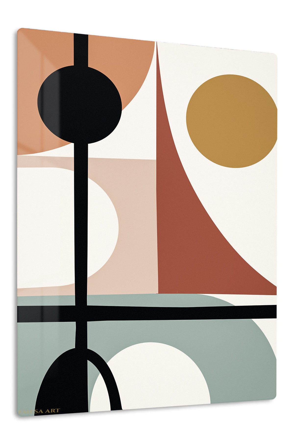 Earthy Geometric Balance premium metal wall art – front view