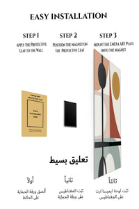 Magnetic mounting installation guide for Earthy Geometric Balance metal wall art