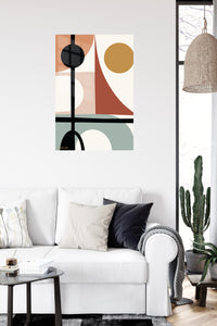 Earthy Geometric Balance metal wall art displayed in a contemporary living space