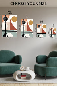 EMESA metal wall art size comparison guide for Earthy Geometric Balance