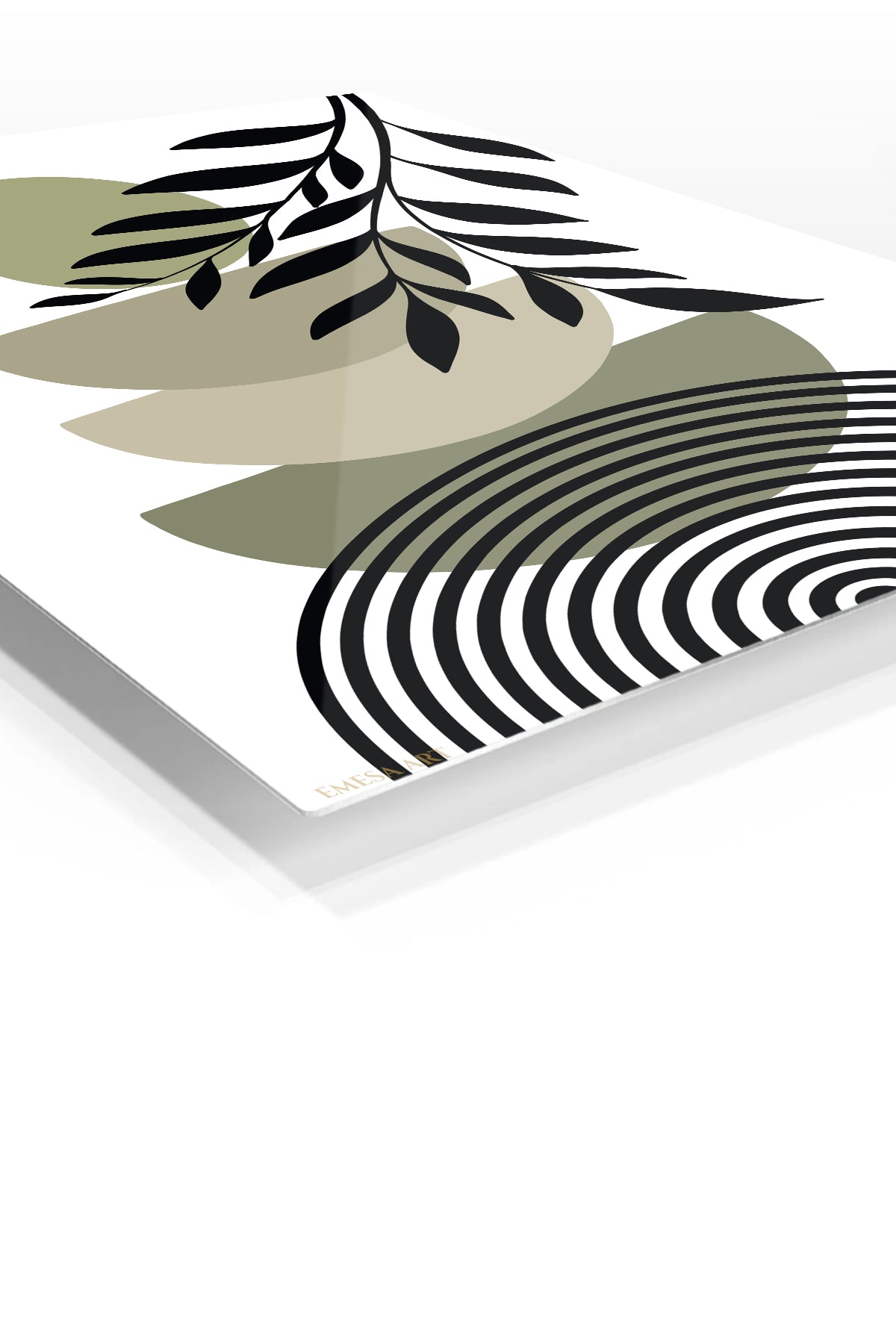 Olive Branch and Arches premium metal wall art – angled view