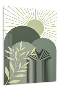 Sage Sun and Archway premium metal wall art – front view