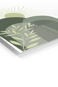 Sage Sun and Archway premium metal wall art – angled view