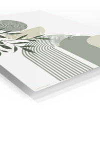 Olive Leaves and Arched Forms premium metal wall art – angled view