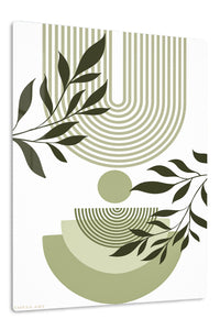 Olive Leaves and Geometric Arches premium metal wall art – front view
