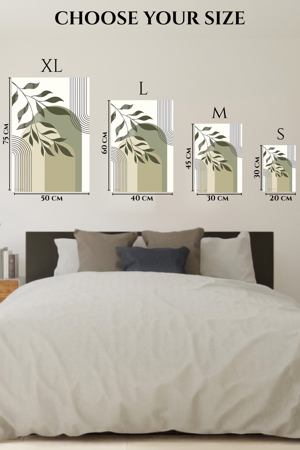 EMESA metal wall art size comparison guide for Olive Branch Archways