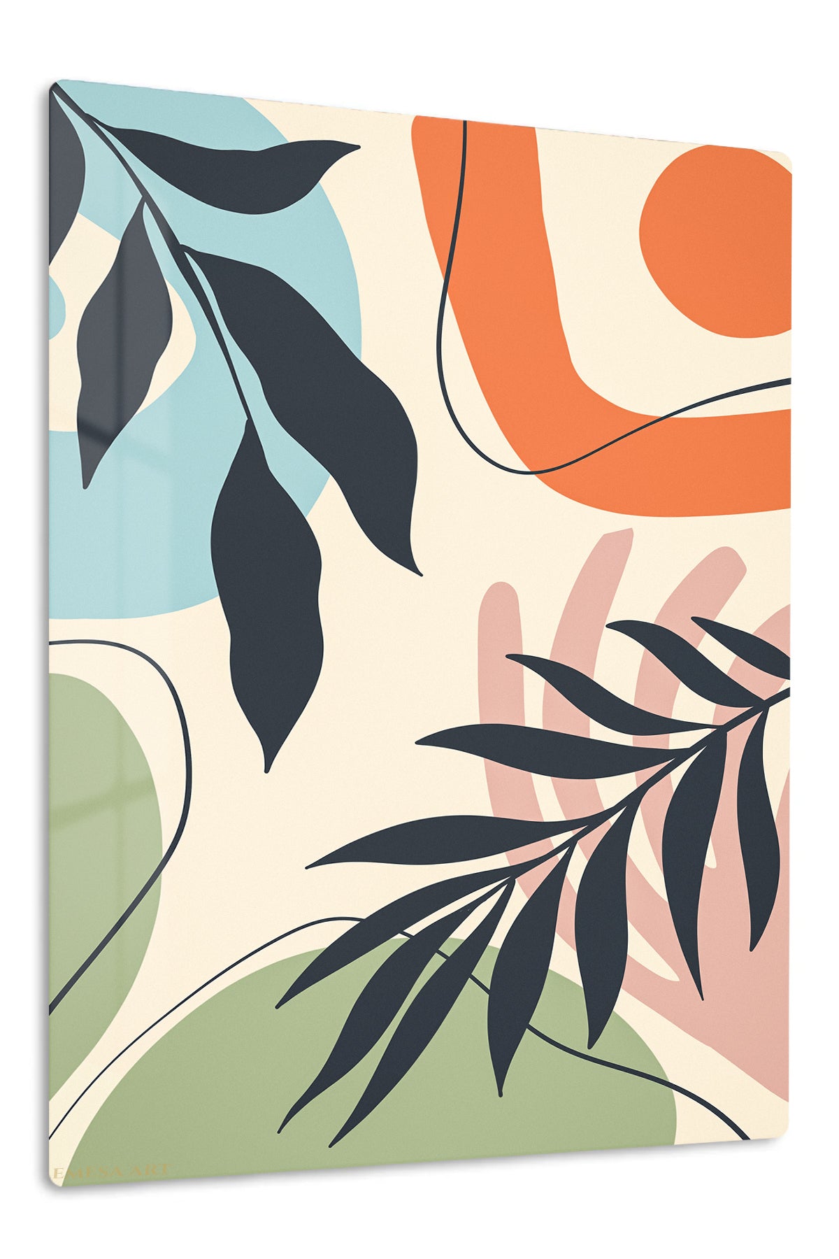 Abstract Botanical Harmony premium metal wall art – front view