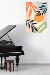 Sunlit Botanical Shapes metal wall art displayed in a contemporary living space