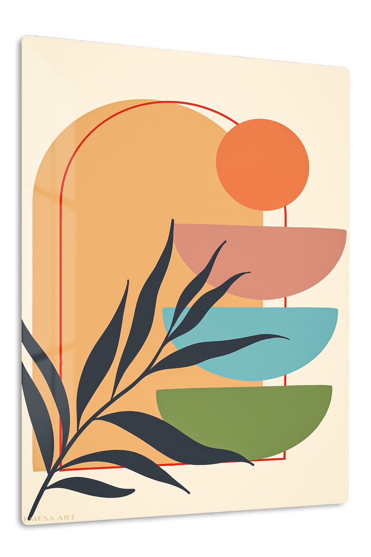 Terracotta Botanical Balance premium metal wall art – front view