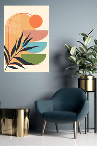 Terracotta Botanical Balance metal wall art displayed in a contemporary living space
