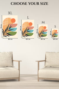 EMESA metal wall art size comparison guide for Terracotta Botanical Balance