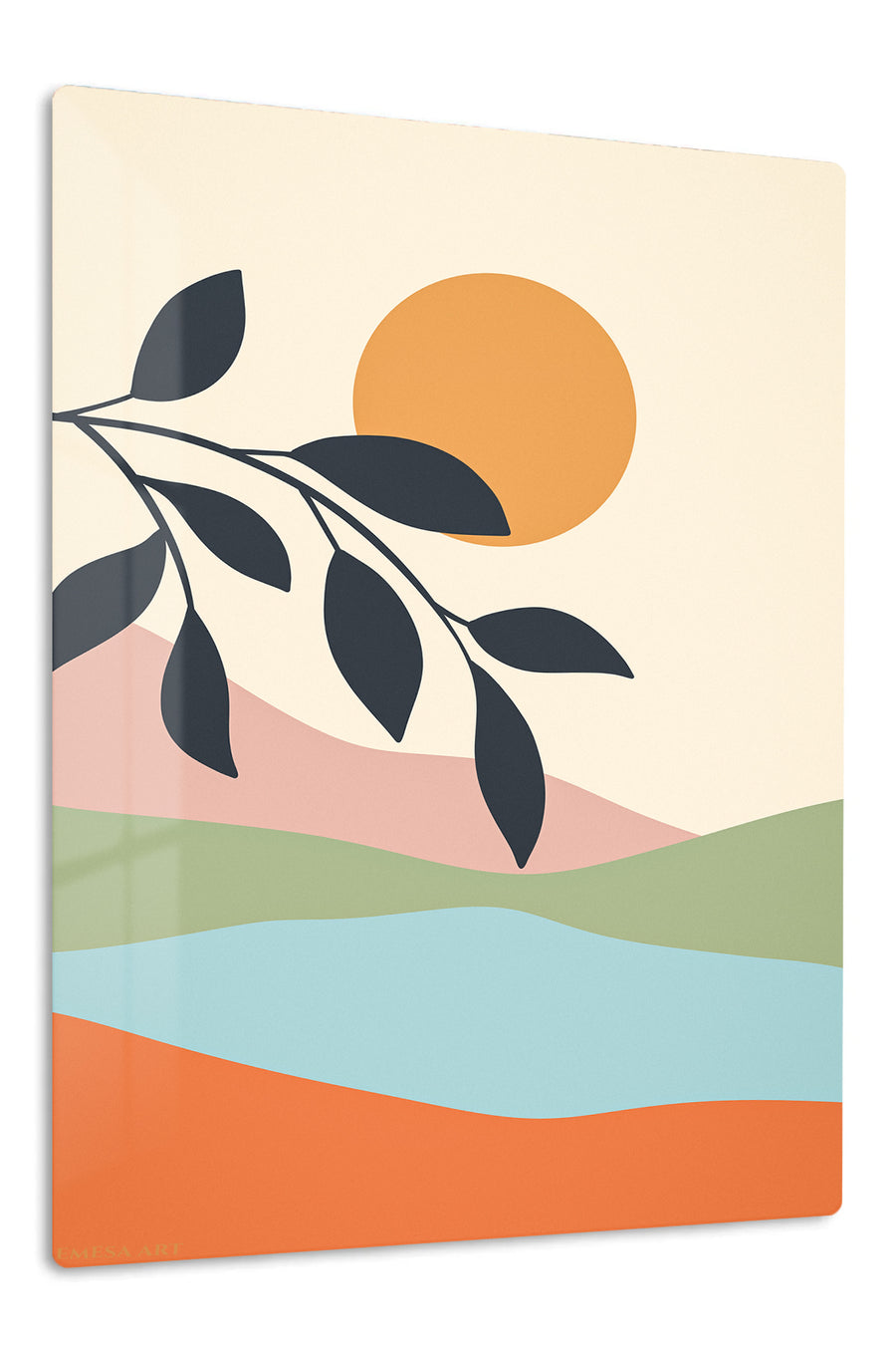 Sunlit Botanical Hills premium metal wall art – front view