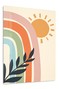 Sunlit Rainbow Leaves premium metal wall art – front view