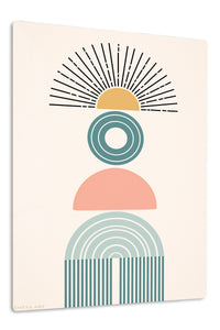 Retro Sun and Arch Balance premium metal wall art – front view