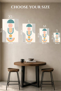 EMESA metal wall art size comparison guide for Pastel Geometric Balance