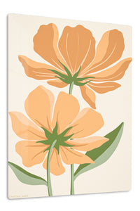 Peach Wildflower Pair premium metal wall art – front view