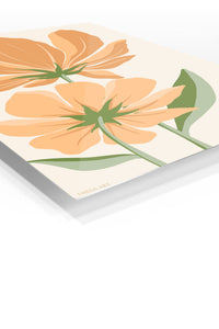 Peach Wildflower Pair premium metal wall art – angled view