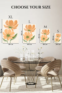 EMESA metal wall art size comparison guide for Peach Wildflower Pair