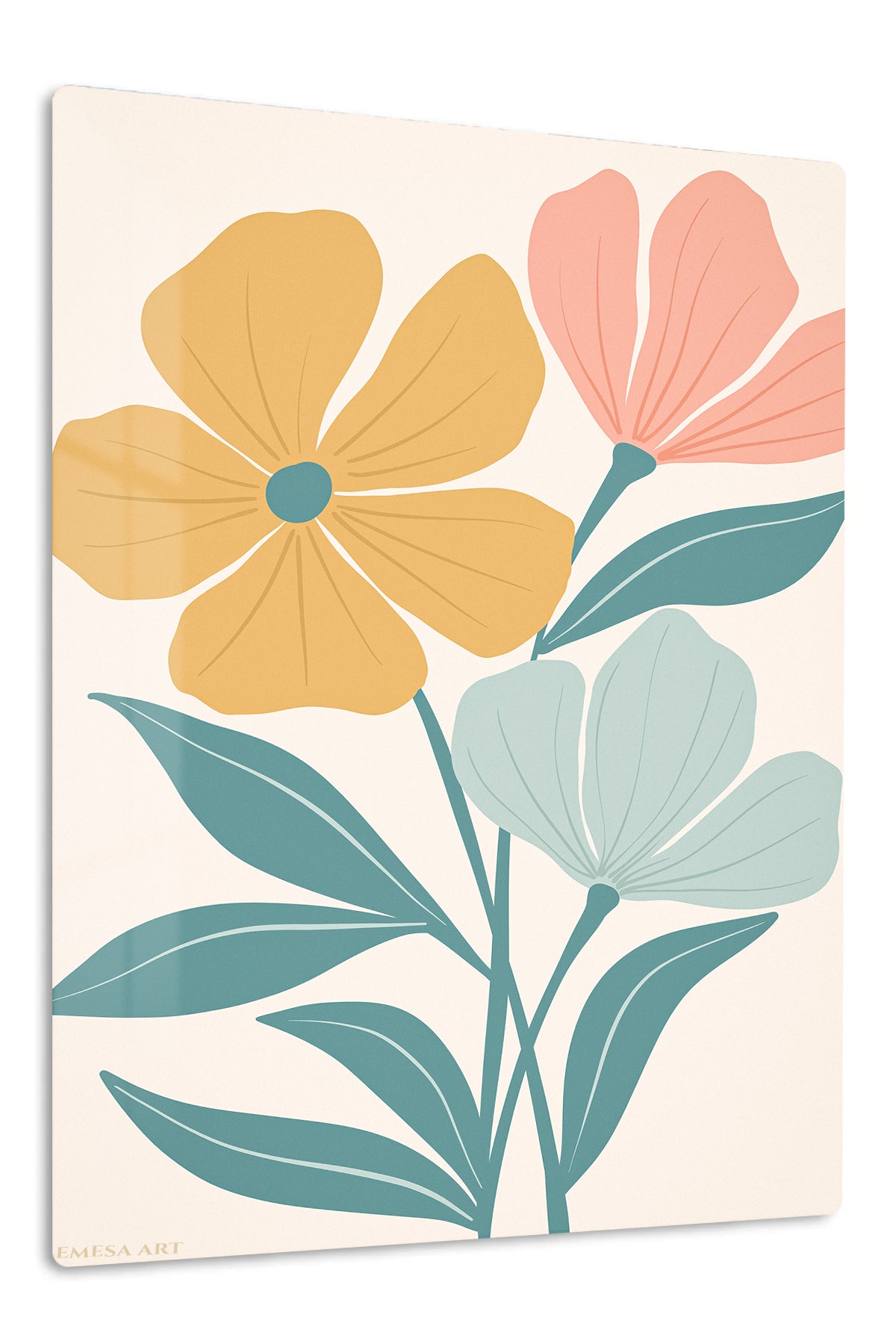 Pastel Wildflower Duo premium metal wall art – front view