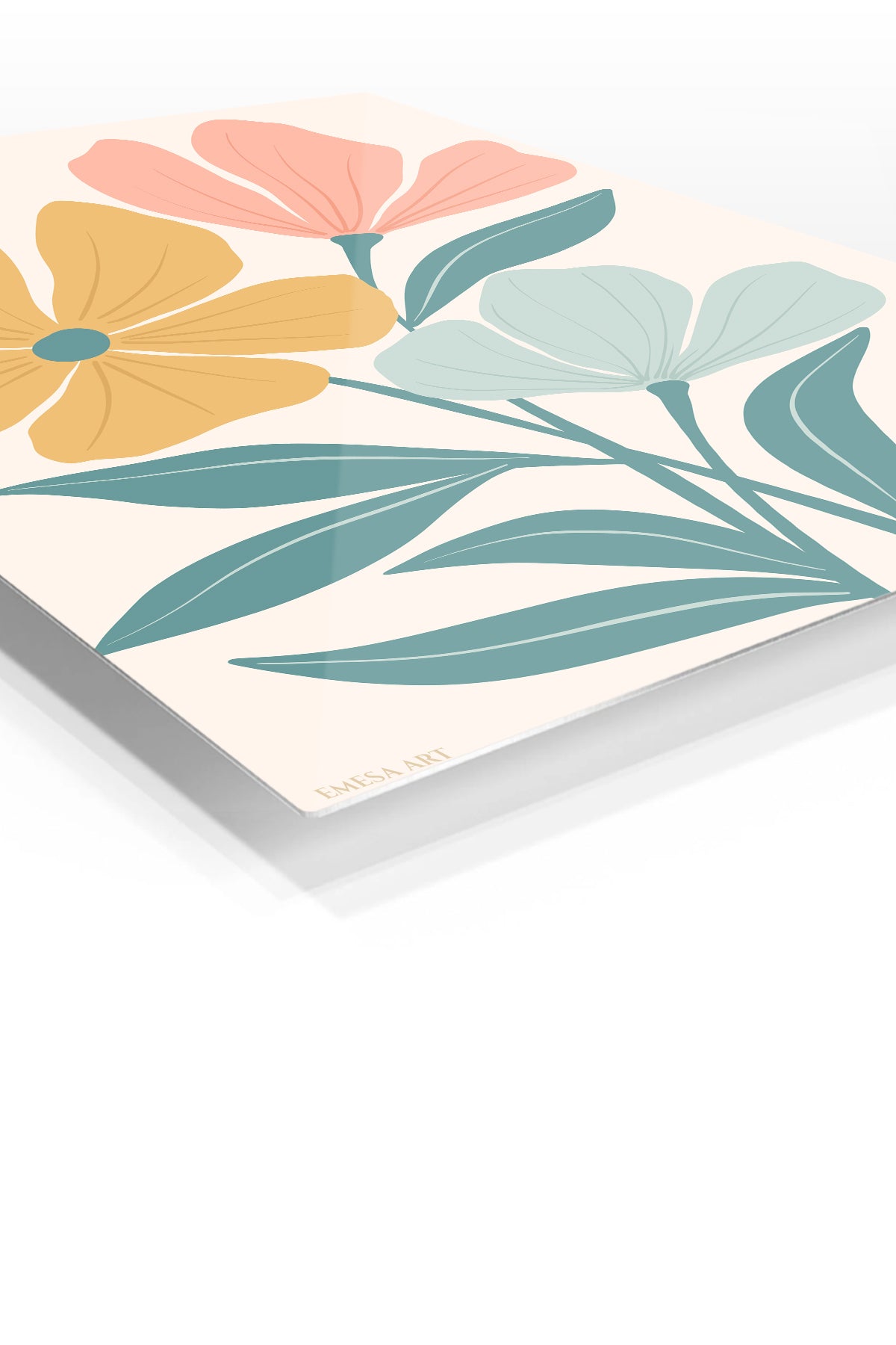 Pastel Wildflower Duo premium metal wall art – angled view