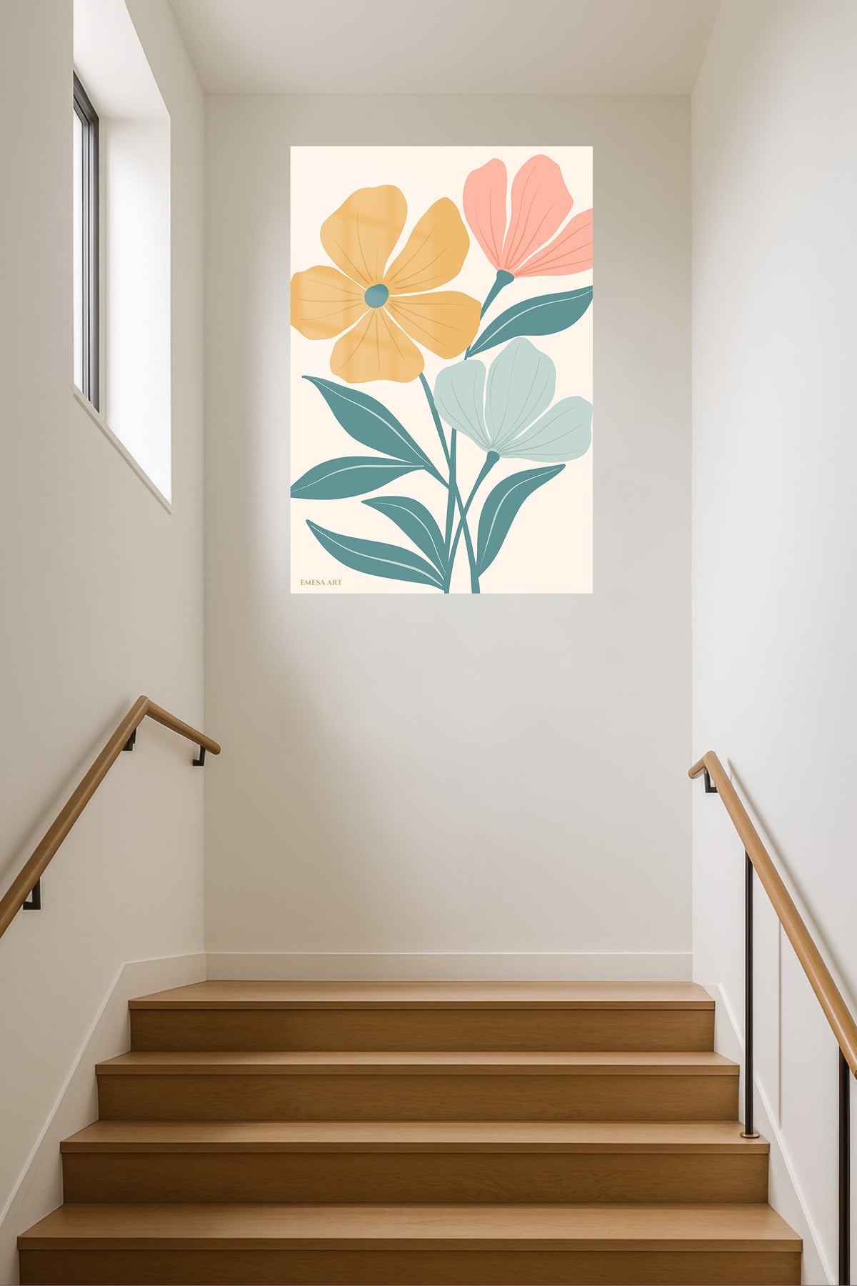 Pastel Wildflower Duo metal wall art displayed in a contemporary living space