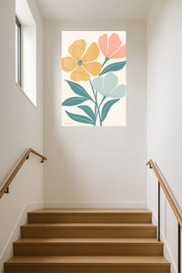 Pastel Wildflower Duo metal wall art displayed in a contemporary living space