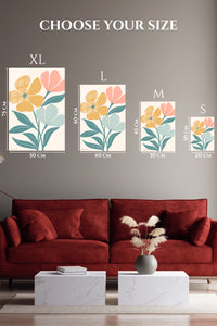 EMESA metal wall art size comparison guide for Pastel Wildflower Duo