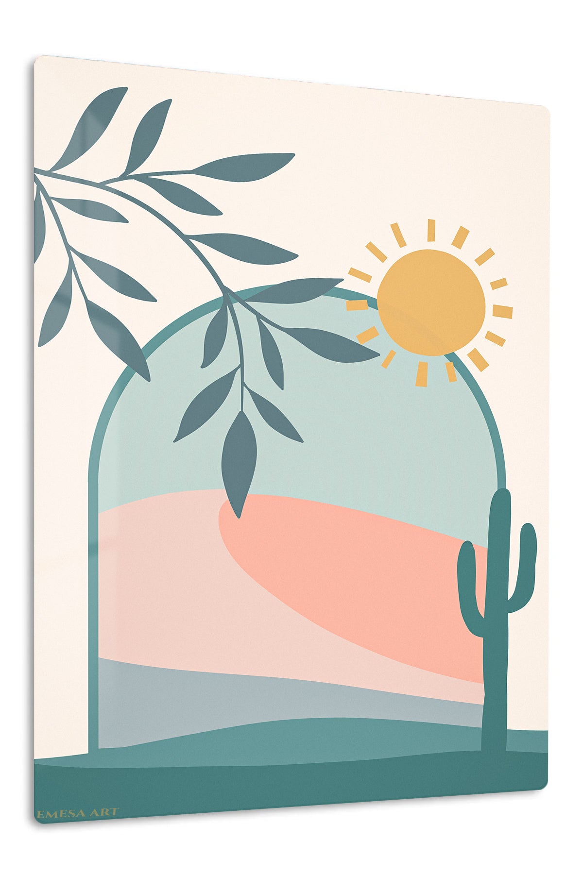 Desert Sun Arch premium metal wall art – front view