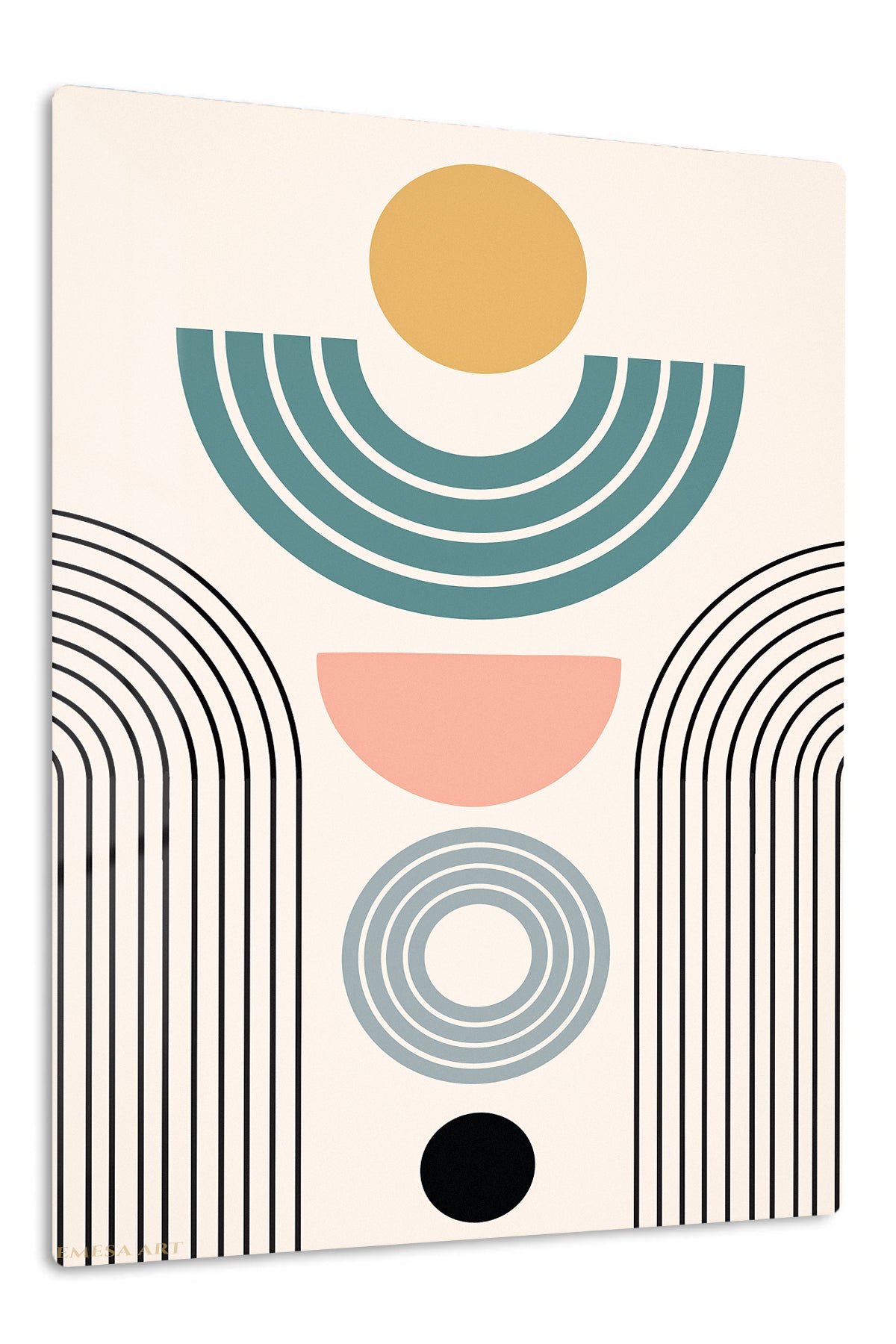 Pastel Arc Balance premium metal wall art – front view