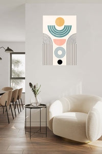 Pastel Arc Balance metal wall art displayed in a contemporary living space