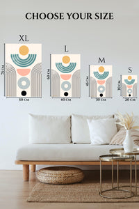 EMESA metal wall art size comparison guide for Pastel Arc Balance
