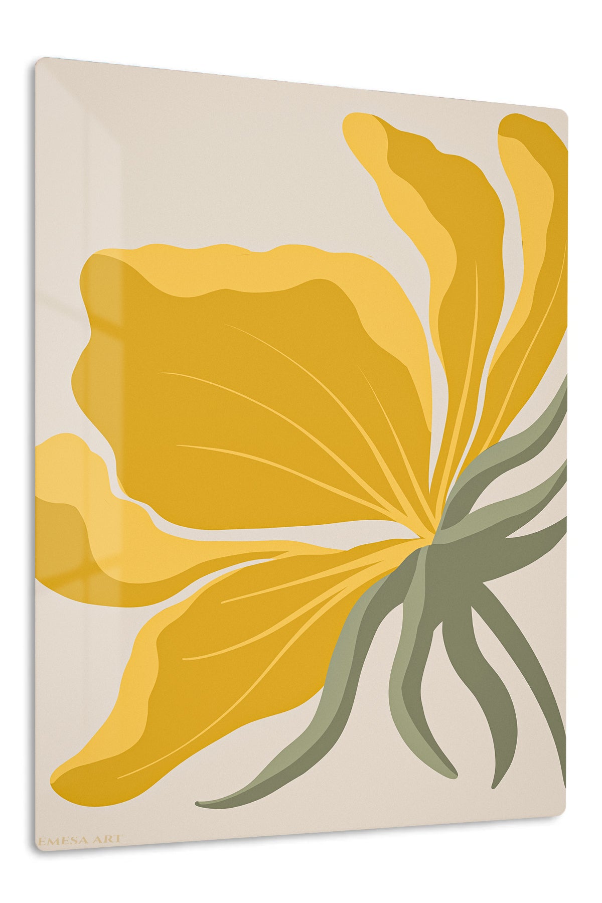 Golden Bird of Paradise premium metal wall art – front view