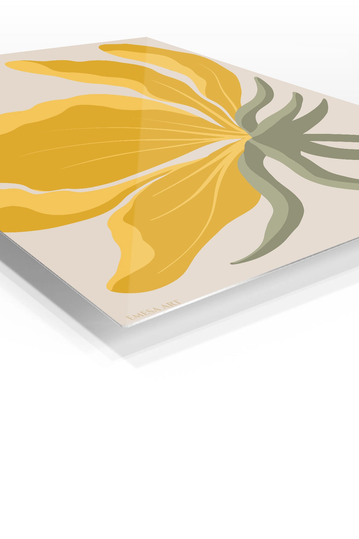 Golden Bird of Paradise premium metal wall art – angled view