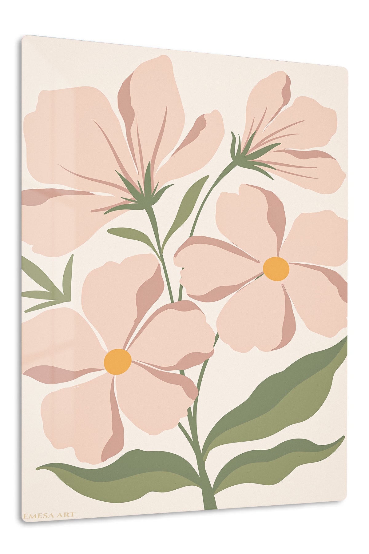 Blush Wildflower Garden premium metal wall art – front view